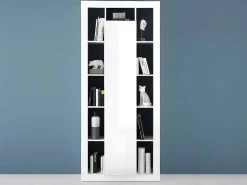 Boekenkast Met 1 Deur En 11 Nissen - Wit Gelakt - Balka-Vente-unique Hot