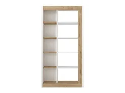 Boekenkast Met 10 Nissen - Licht Naturel En Wit - Silomai-Vente-unique
