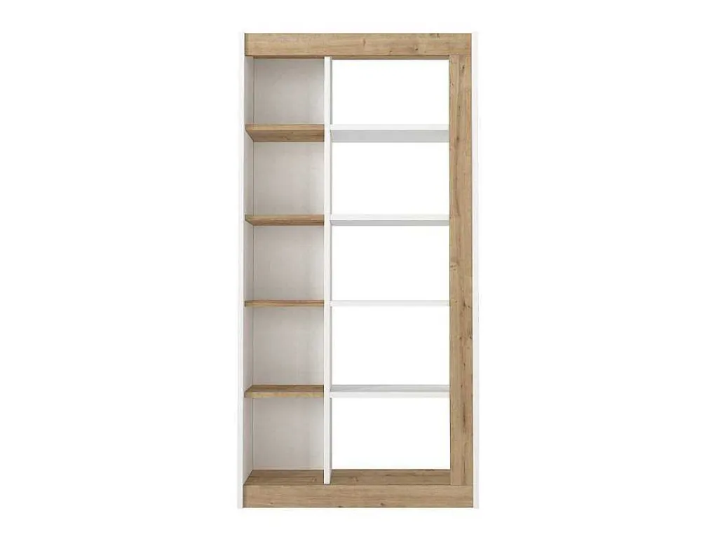 Boekenkast Met 10 Nissen - Licht Naturel En Wit - Silomai-Vente-unique