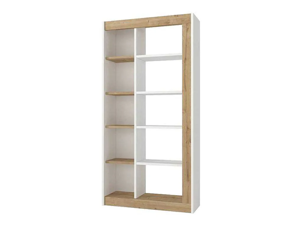 Boekenkast Met 10 Nissen - Licht Naturel En Wit - Silomai-Vente-unique