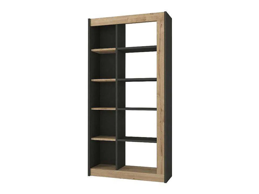 Boekenkast Met 10 Nissen - Naturel En Antraciet - Silomai-Vente-unique Best