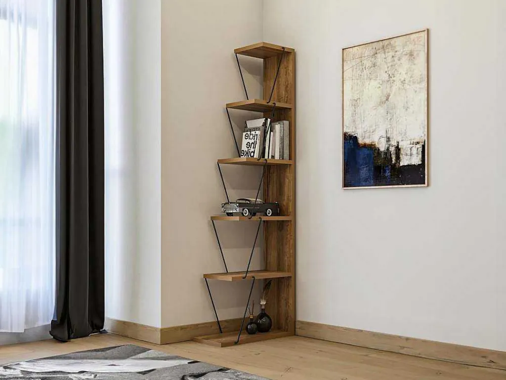 Boekenkast Met 5 Planken - Naturel En Zwart - Delory-Vente-unique Sale