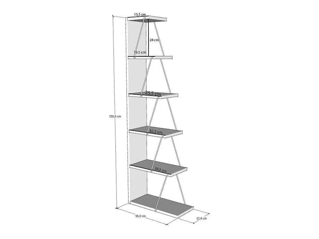 Boekenkast Met 5 Planken - Naturel En Zwart - Delory-Vente-unique Sale