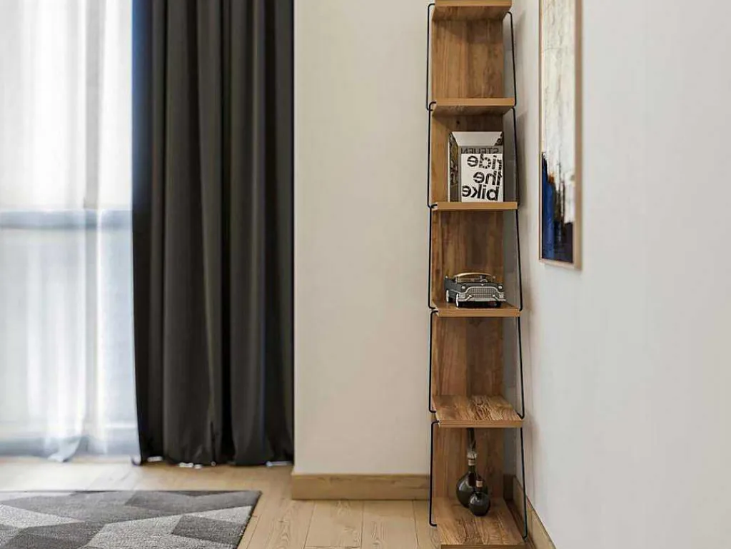 Boekenkast Met 5 Planken - Naturel En Zwart - Delory-Vente-unique Sale