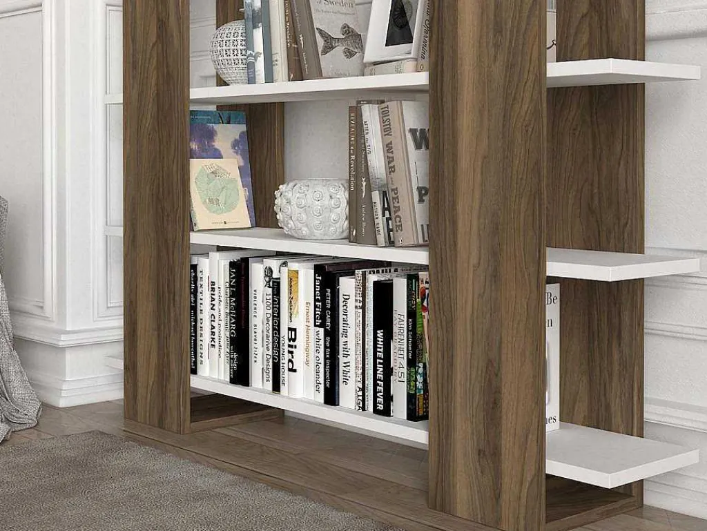 Boekenkast Met 5 Planken - Naturel En Wit - Zoryn-Vente-unique New