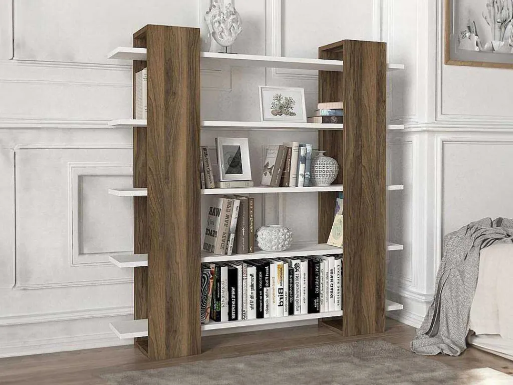 Boekenkast Met 5 Planken - Naturel En Wit - Zoryn-Vente-unique New
