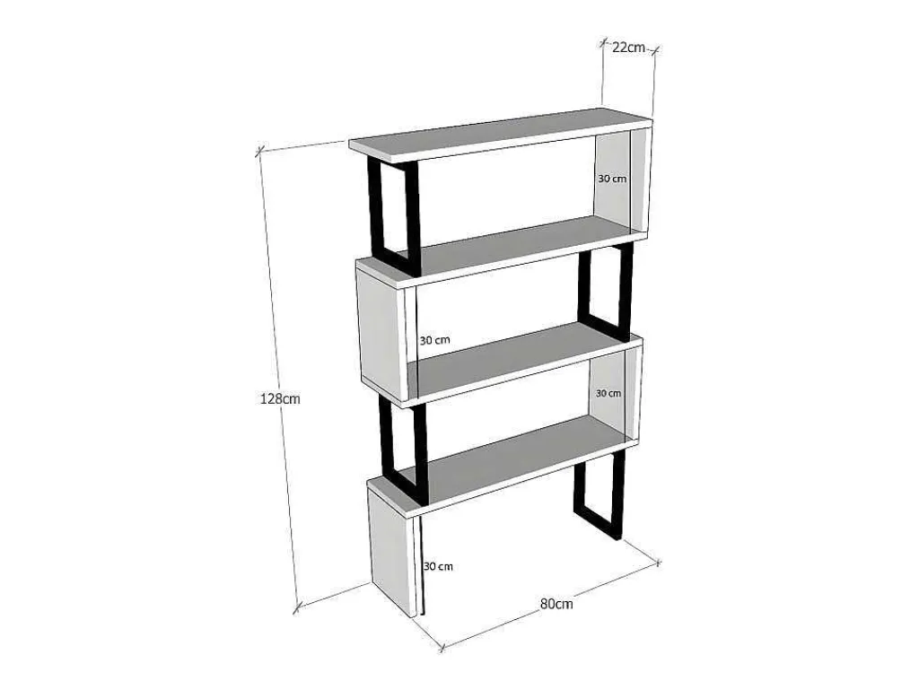 Boekenkast Met 3 Planken Van Metaal - Licht Naturel En Zwart - Roveni-Vente-unique Clearance