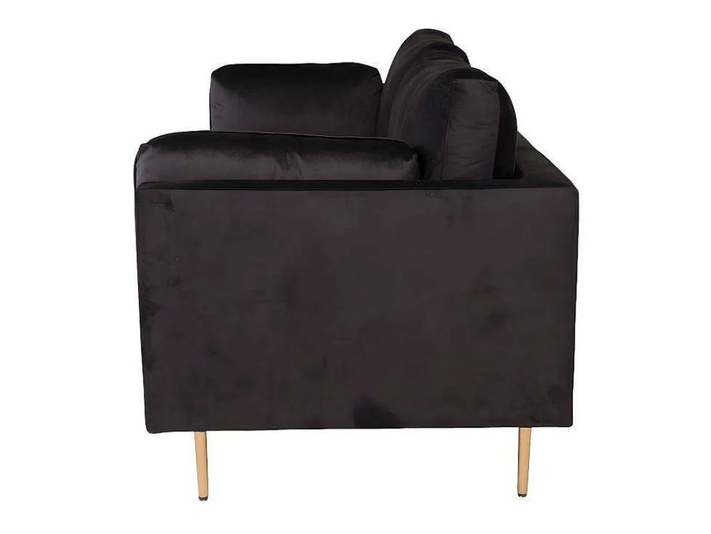Boom Bank 3 Persoons Velours Zwart.-Vente-unique Outlet