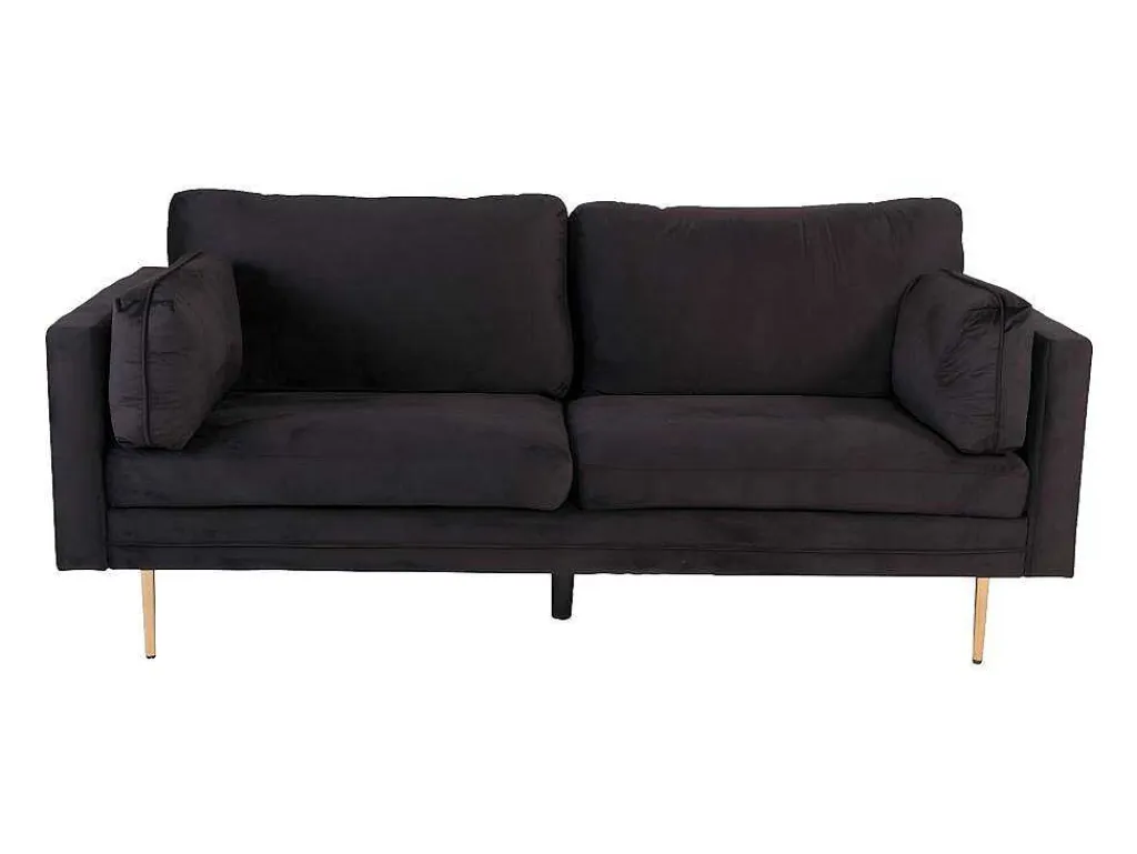 Boom Bank 3 Persoons Velours Zwart.-Vente-unique Outlet