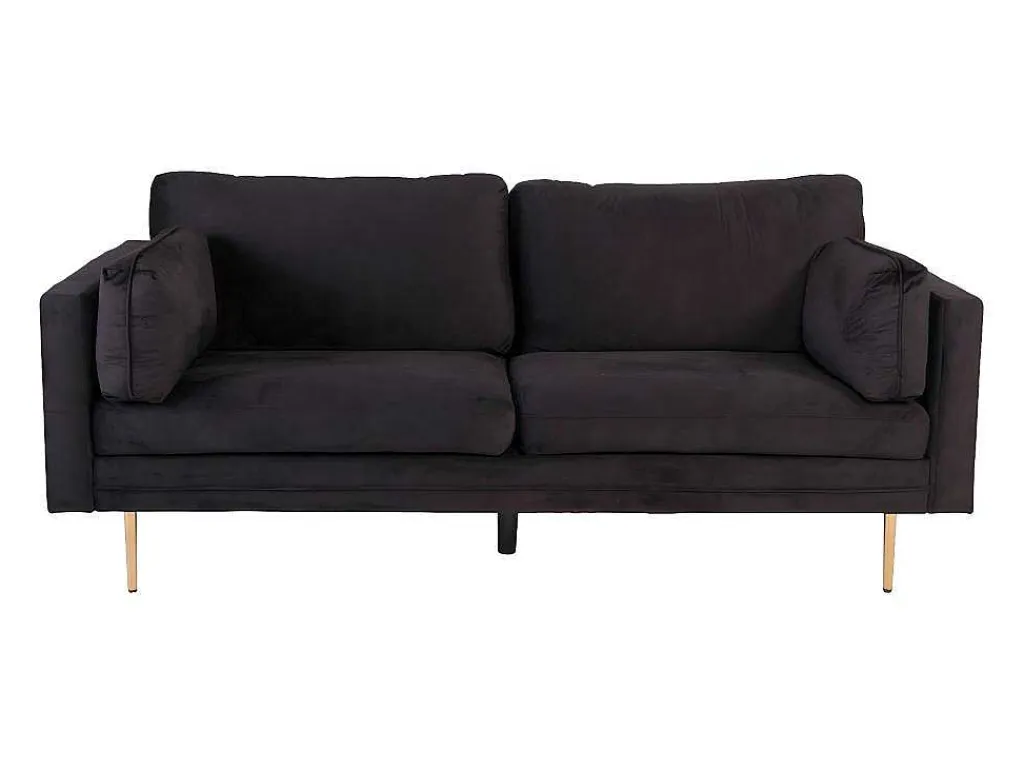 Boom Bank 3 Persoons Velours Zwart.-Vente-unique Outlet
