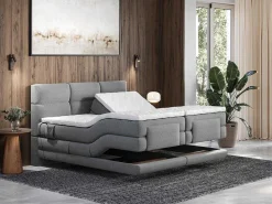 Boxspring-Hoofdbord + Elektrische Lattenbodem + Matras + Opleg - 2 X 90 X 200 Cm - Lichtgrijs - Lodi Van-Palacio Sale