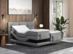Boxspring-Hoofdbord + Elektrische Lattenbodem + Matras + Opleg - 2 X 90 X 200 Cm - Lichtgrijs - Lodi Van-Palacio Sale