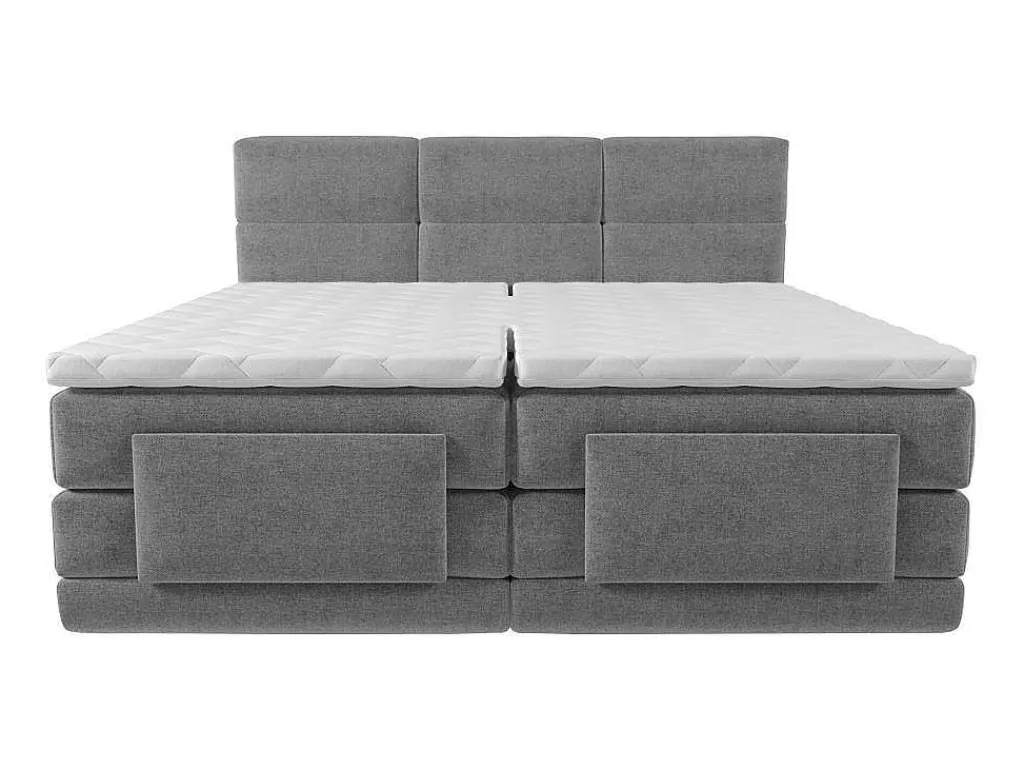 Boxspring-Hoofdbord + Elektrische Lattenbodem + Matras + Opleg - 2 X 90 X 200 Cm - Lichtgrijs - Lodi Van-Palacio Sale