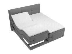 Boxspring-Hoofdbordset + Elektrische Relax-Lattenbodem + Matras + Opleg 2 X 80 X 200 Cm Lichtgrijs - Lodi Van-Palacio Sale