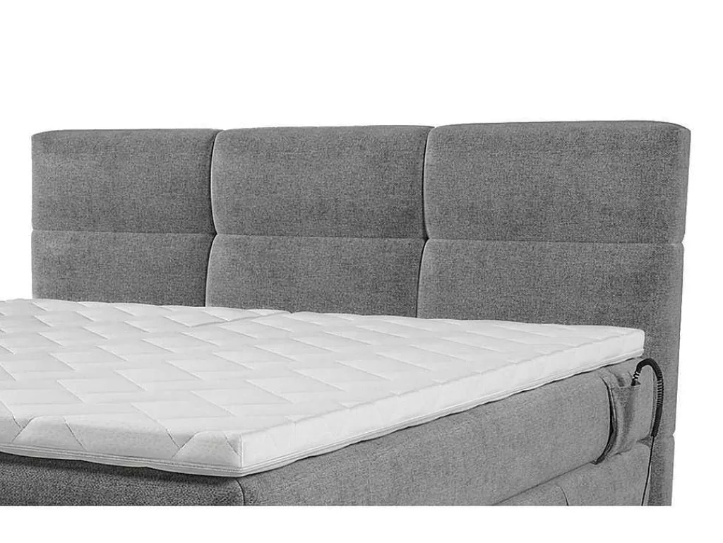 Boxspring-Hoofdbordset + Elektrische Relax-Lattenbodem + Matras + Opleg 2 X 80 X 200 Cm Lichtgrijs - Lodi Van-Palacio Sale