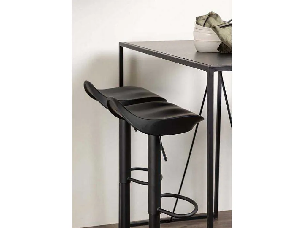 Brea Barmeubelset Bartafel Zwart En 4 Adesto Barstoelen Zwart.-Vente-unique Outlet