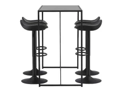 Brea Barmeubelset Bartafel Zwart En 4 Adesto Barstoelen Zwart.-Vente-unique Outlet