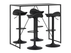 Brea Barmeubelset Bartafel Zwart En 4 Adesto Barstoelen Zwart.-Vente-unique Outlet