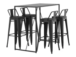 Brea Barmeubelset Bartafel Zwart En 4 Tempe Barstoelen Zwart.-Vente-unique Discount
