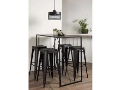 Brea Barmeubelset Bartafel Zwart En 4 Tempe Barstoelen Zwart.-Vente-unique New