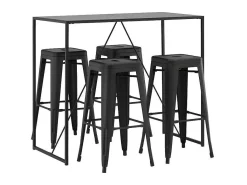 Brea Barmeubelset Bartafel Zwart En 4 Tempe Barstoelen Zwart.-Vente-unique New
