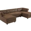 Brede Hoekbank Van Microvezel Met Verouderd Leereffect Chesterfield-Vente-unique Best