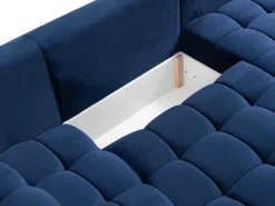 Brede Hoekslaapbank Met Hoek Links Van Nachtblauw Velours Esilia Ii-Vente-unique Clearance