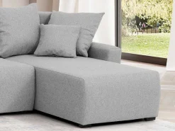 Brede Hoekslaapbank Met Lichtgrijze Stoffen Bekleding Ladazia-Vente-unique Hot