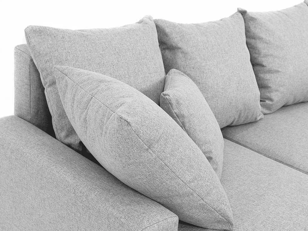 Brede Hoekslaapbank Met Lichtgrijze Stoffen Bekleding Ladazia-Vente-unique Hot