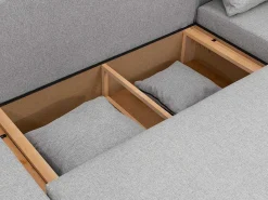 Brede Hoekslaapbank Met Lichtgrijze Stoffen Bekleding Ladazia-Vente-unique Hot