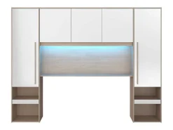 Brugkast Met Opbergruimte - Met Ledverlichting - L265 Cm - Kleuren: Glanzend Wit En Houtlook - Velona-Vente-unique Sale