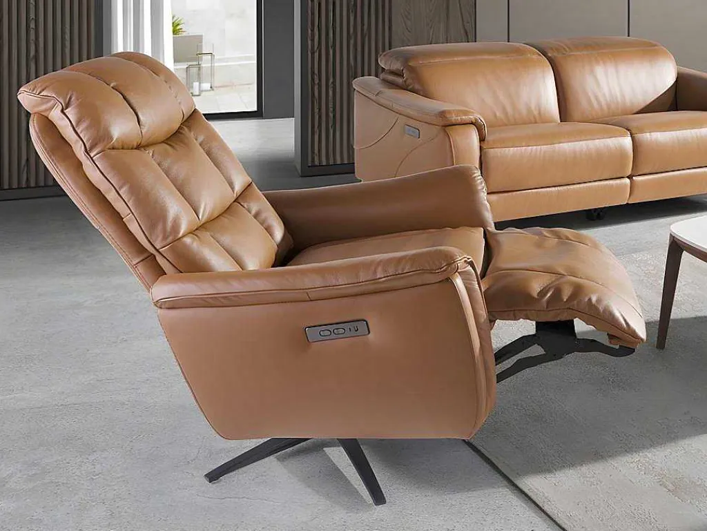 Bruine Leren Draaifauteuil 5117-Angel Cerda New