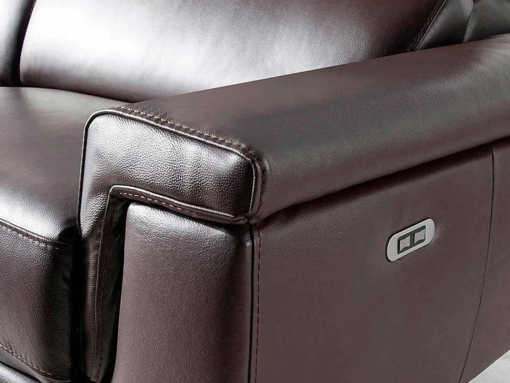 Bruine Leren 3-Zitsbank Met Relaxmechanisme 6051-Angel Cerda Outlet