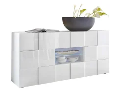 Buffetkast Calisto - Met Led-Verlichting - Twee Poorten En Twee Lades - Wit Gelakt-Vente-unique Sale