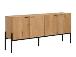 Buffetkast Met 4 Deuren - Licht Naturel En Zwart - Memphis Ii-Vente-unique Outlet