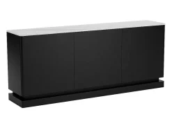Buffetkast Met 3 Deuren En Ledverlichting Van Mdf - Zwart Met Wit Marmereffect - Devika Van-PASCAL MORABITO Sale