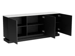 Buffetkast Met 3 Deuren En Ledverlichting Van Mdf - Zwart Met Wit Marmereffect - Devika Van-PASCAL MORABITO Sale