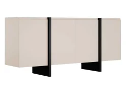 Buffetkast Met 4 Deuren Van Mdf - Beige En Zwart - Luvonia-Vente-unique Discount