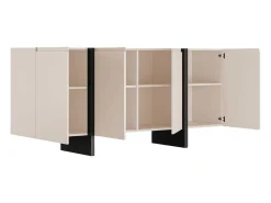 Buffetkast Met 4 Deuren Van Mdf - Beige En Zwart - Luvonia-Vente-unique Discount