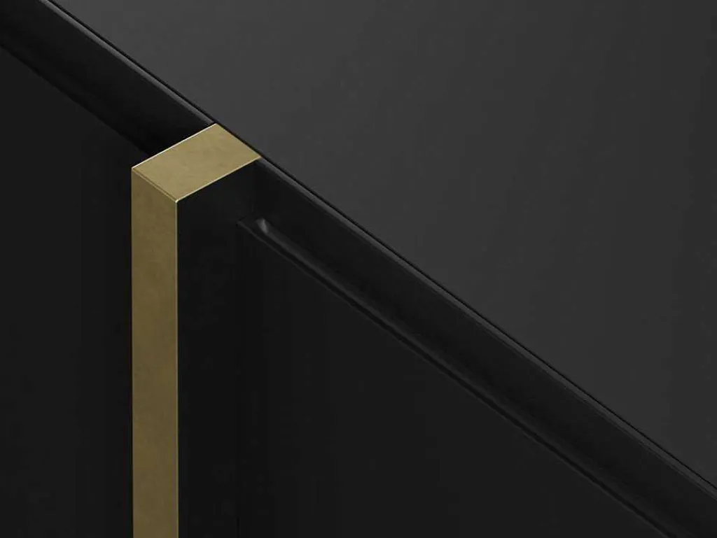 Buffetkast Met 4 Deuren Van Mdf - Zwart En Goudkleurig - Luvonia-Vente-unique Discount