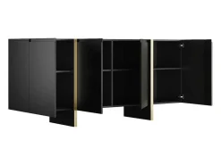 Buffetkast Met 4 Deuren Van Mdf - Zwart En Goudkleurig - Luvonia-Vente-unique Discount