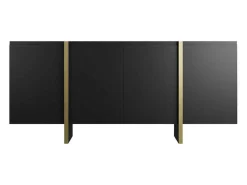 Buffetkast Met 4 Deuren Van Mdf - Zwart En Goudkleurig - Luvonia-Vente-unique Discount