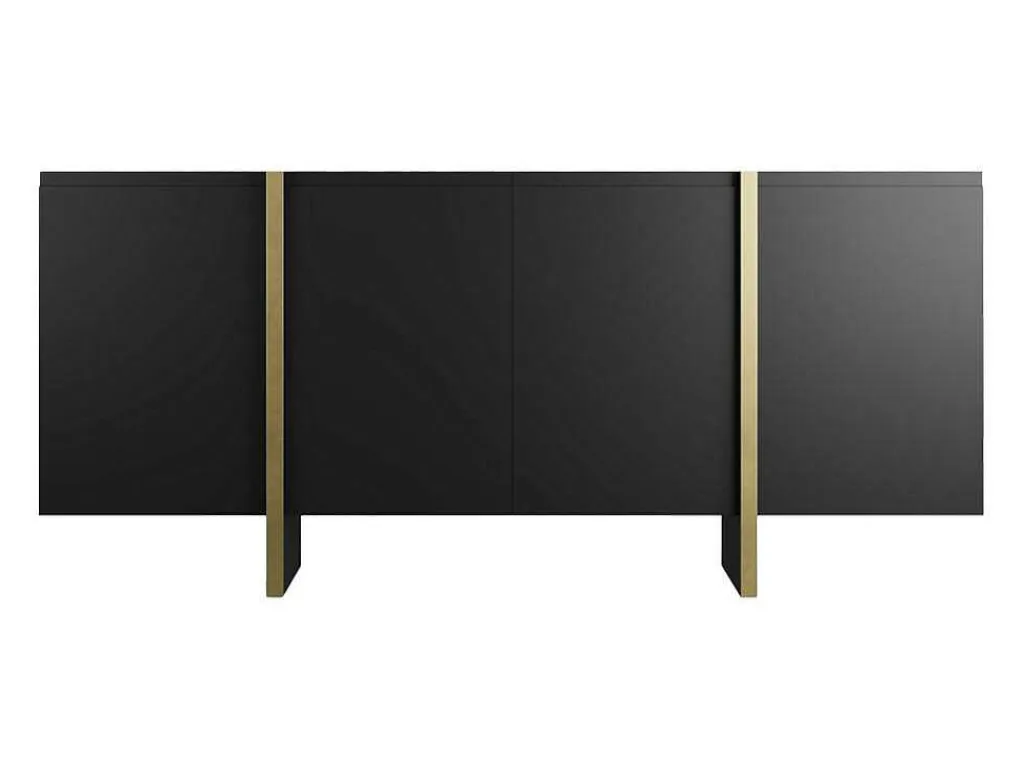 Buffetkast Met 4 Deuren Van Mdf - Zwart En Goudkleurig - Luvonia-Vente-unique Discount