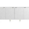 Buffetkast Met 4 Deurtjes Van Mdf En Staal - Wit En Goudkleurig - Yesinia-Vente-unique Clearance