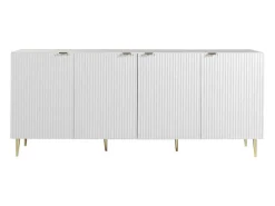 Buffetkast Met 4 Deurtjes Van Mdf En Staal - Wit En Goudkleurig - Yesinia-Vente-unique Clearance