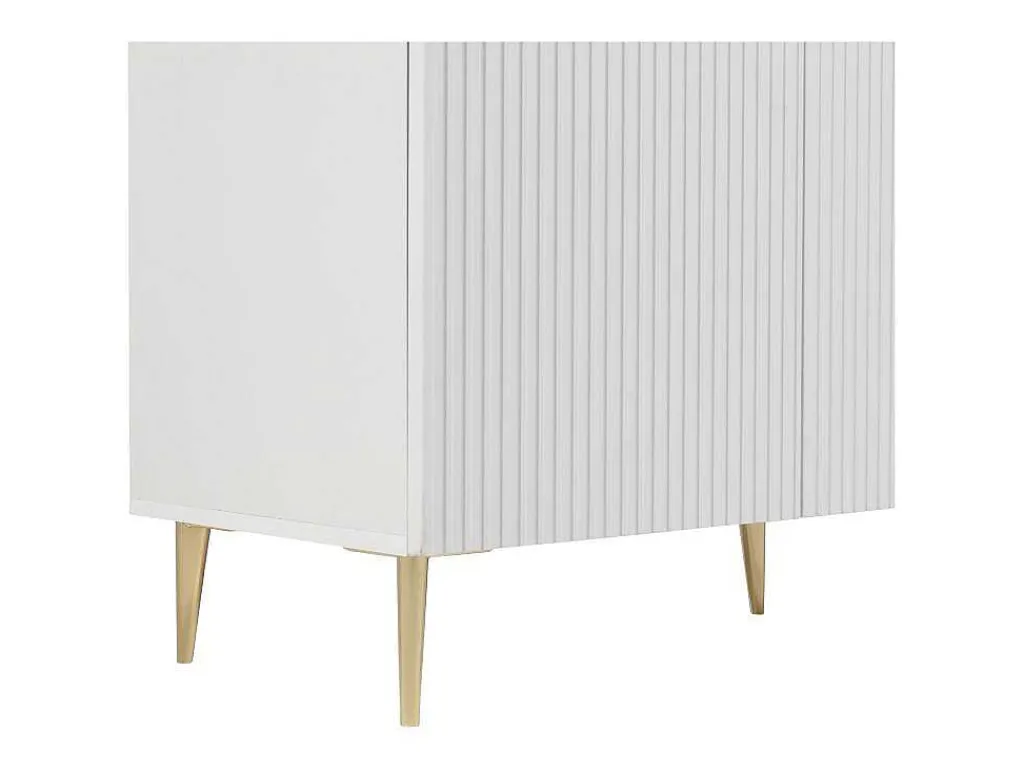 Buffetkast Met 4 Deurtjes Van Mdf En Staal - Wit En Goudkleurig - Yesinia-Vente-unique Clearance
