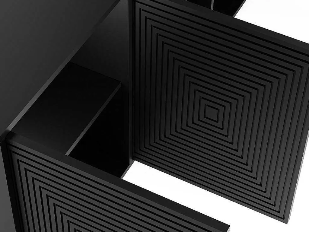 Buffetkast Met 4 Deurtjes Van Mdf - Zwart - Mezulia-Vente-unique Sale