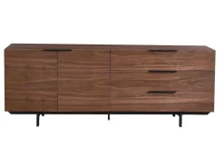 Buffetkast Tayron - 2 Deuren En 3 Laden - Mdf En Metalen Poten - Kleur: Walnoot-Vente-unique Hot