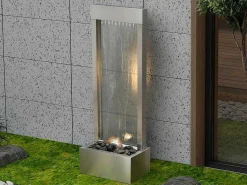 Buitenfontein Van Roestvrij Staal En Glas Met Ledverlichting - H108 Cm - Zilverkleurig - Panga-MYLIA