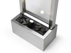 Buitenfontein Van Roestvrij Staal En Glas Met Ledverlichting - H108 Cm - Zilverkleurig - Panga-MYLIA